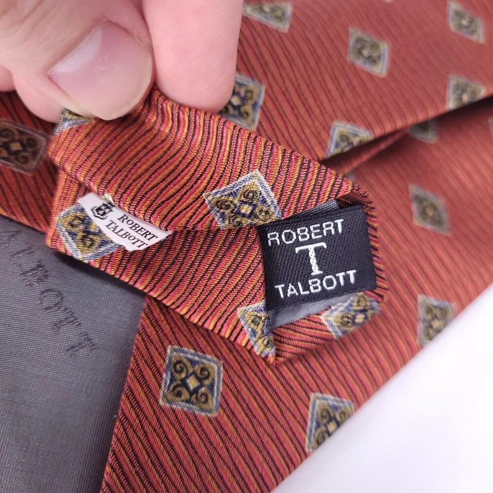 Robert Talbott Silk Tie Red Medallion Geometric Granger Owings Made In USA
